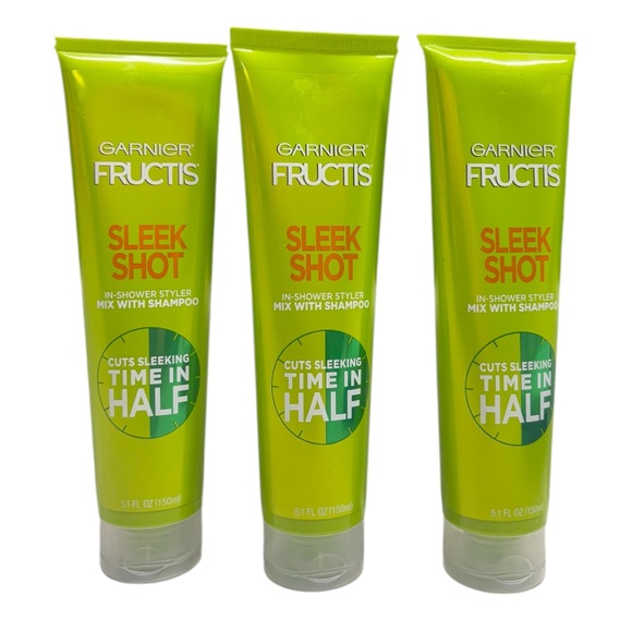 (3) Garnier Fructis Sleek Shot In-Shower Styler  5.1oz Mix w/ Shampoo, Cuts Time - Picture 2 of 4